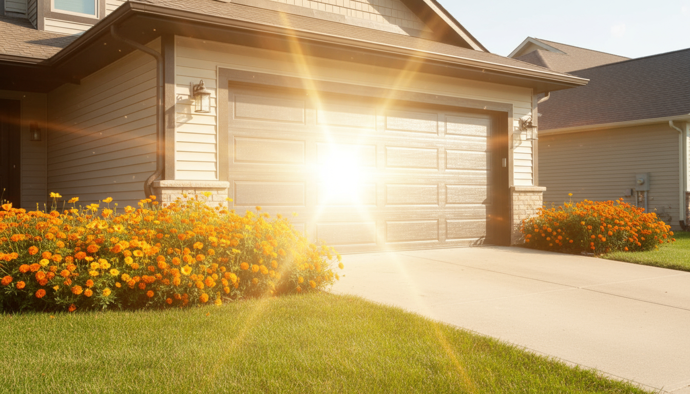 Technician servicing a garage door in Wapakoneta, Ohio