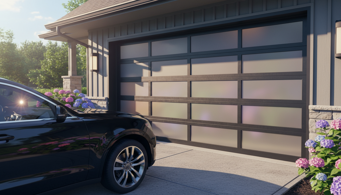 Technician servicing a garage door in St. Marys, Ohio