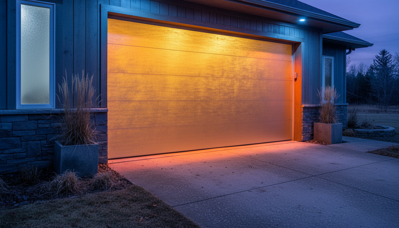 Technician servicing a garage door in Elida, Ohio
