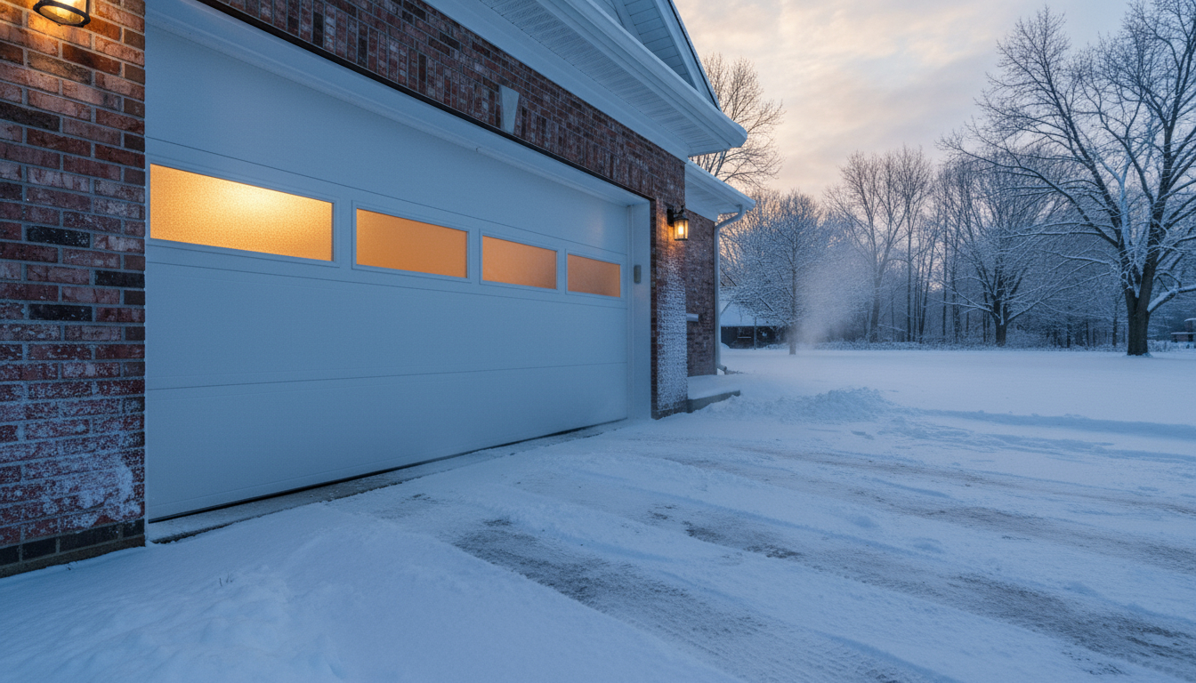 Technician servicing a garage door in Mount Blanchard, Ohio