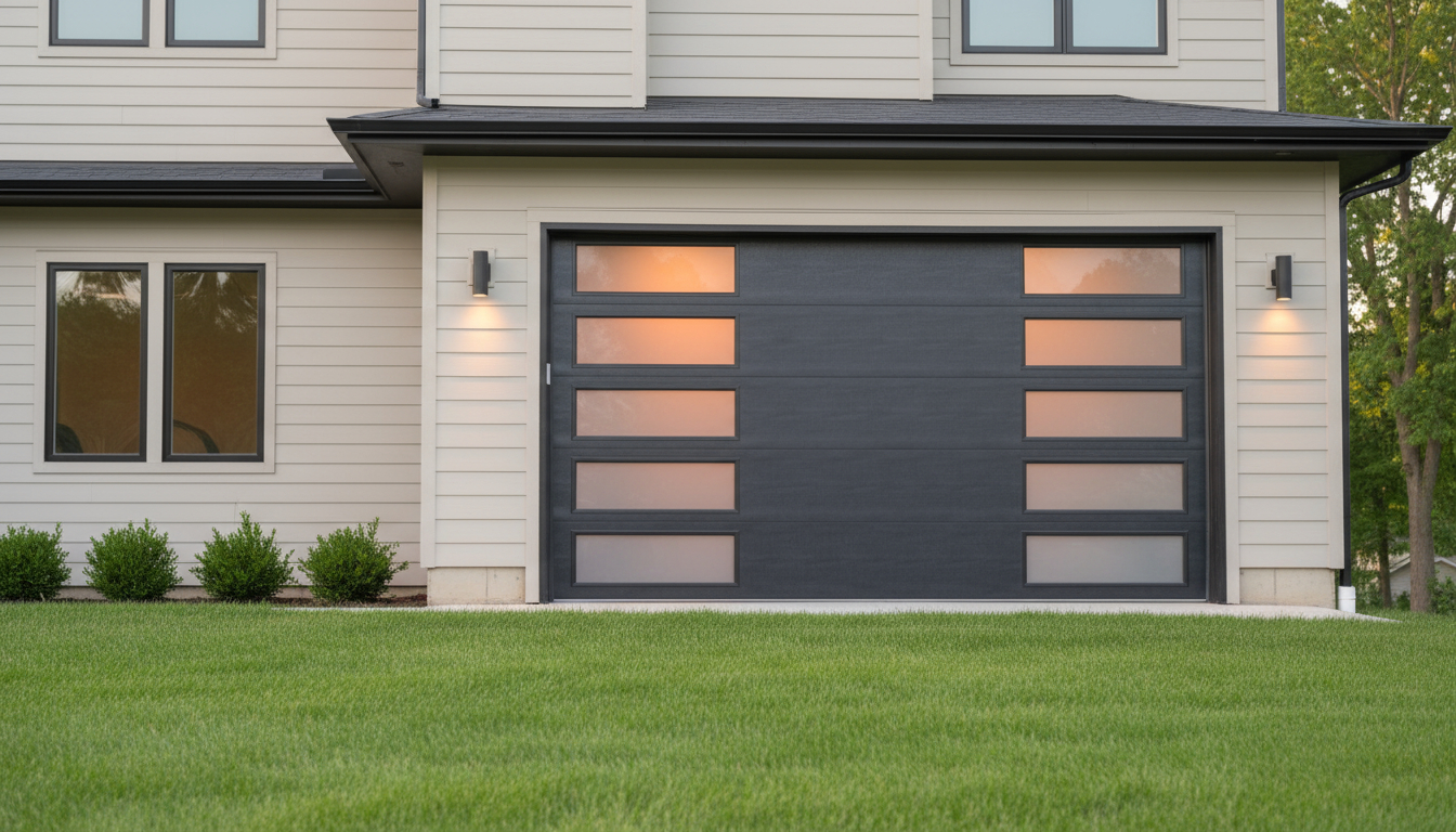 Technician servicing a garage door in Bluffton, Ohio