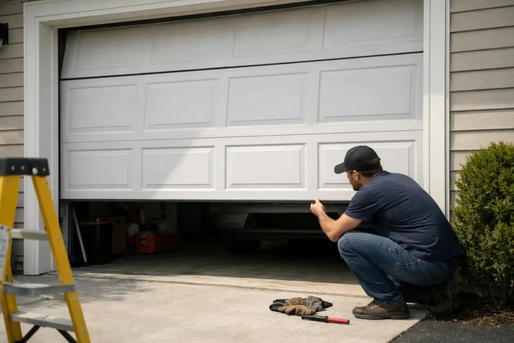 Garage Door Stuck Halfway? Safe Next Steps